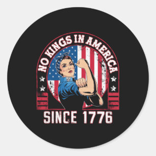 No Kings In America Since 1776 Usa Flag Save Democ Classic Round Sticker