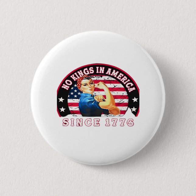 No Kings In America Since 1776 USA Flag Save  Esse 6 Cm Round Badge (Front)
