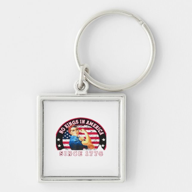 No Kings In America Since 1776 USA Flag Save  Esse Key Ring (Front)