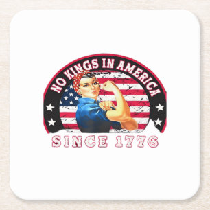 No Kings In America Since 1776 USA Flag Save Esse Square Paper Coaster