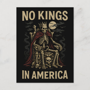 No Kings in America Skeleton Holiday Postcard