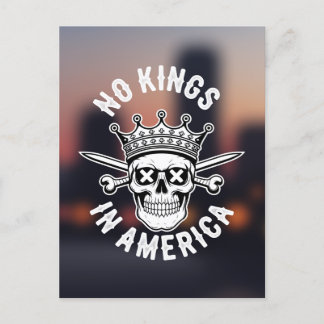No Kings in America Skull and Swords Abstract City Postcard