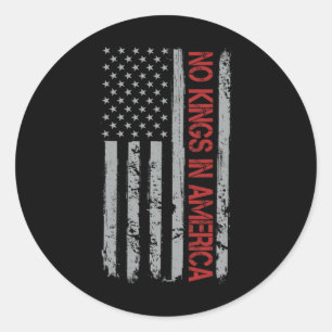 No Kings In America Us Flag Vintage  Classic Round Sticker