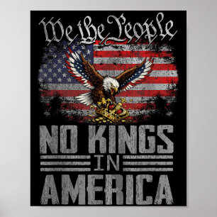 No Kings in America US Flag Vintage Men Women Poster