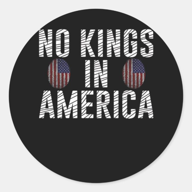 No Kings In America USA Flag Fingerprint Creative  Classic Round Sticker (Front)