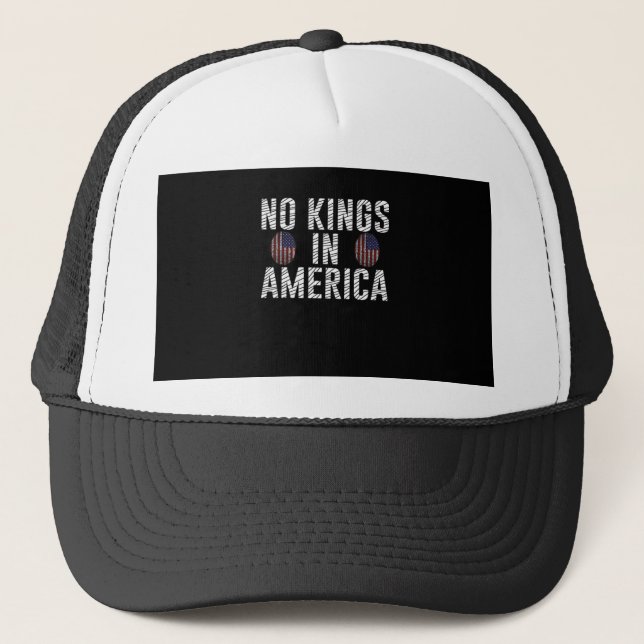No Kings In America USA Flag Fingerprint Creative  Trucker Hat (Front)