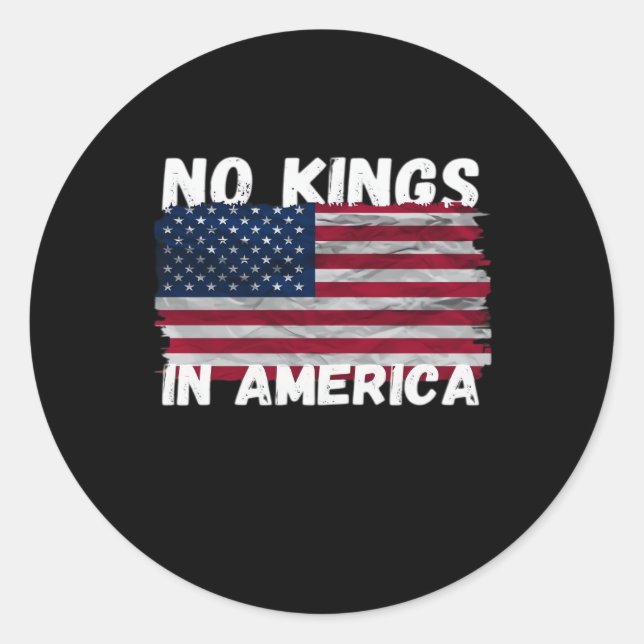 No Kings In America USA Flag Freedom Classic Classic Round Sticker (Front)
