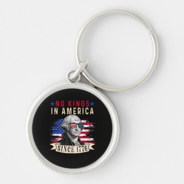 No Kings In America USA Flag Retro Cool Style Key Ring (Front)
