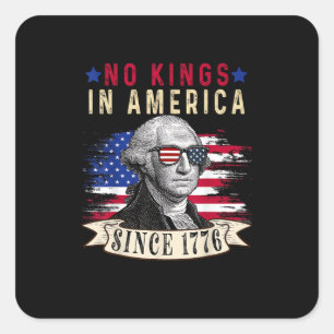 No Kings In America USA Flag Retro Cool Style Square Sticker