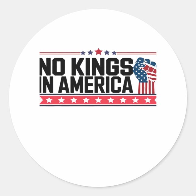 No Kings In America USA Minimal Clean Classic Round Sticker (Front)