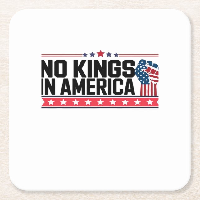 No Kings In America USA Minimal Clean Square Paper Coaster (Front)