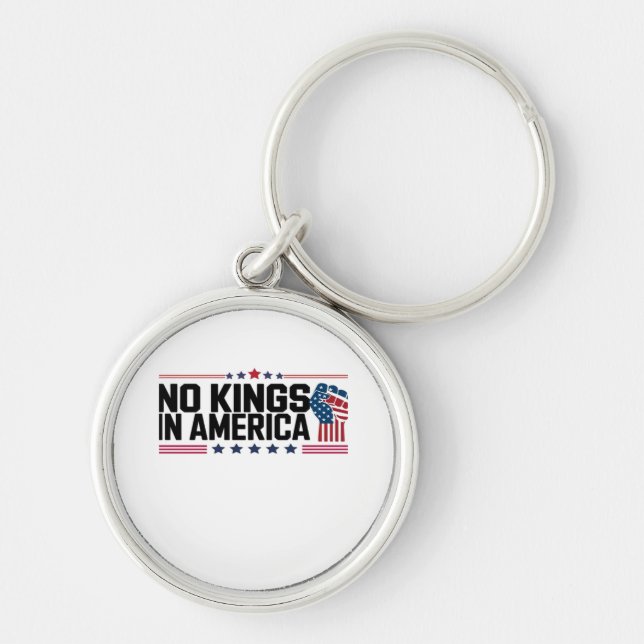 No Kings In America USA Patriotic Style Key Ring (Front)