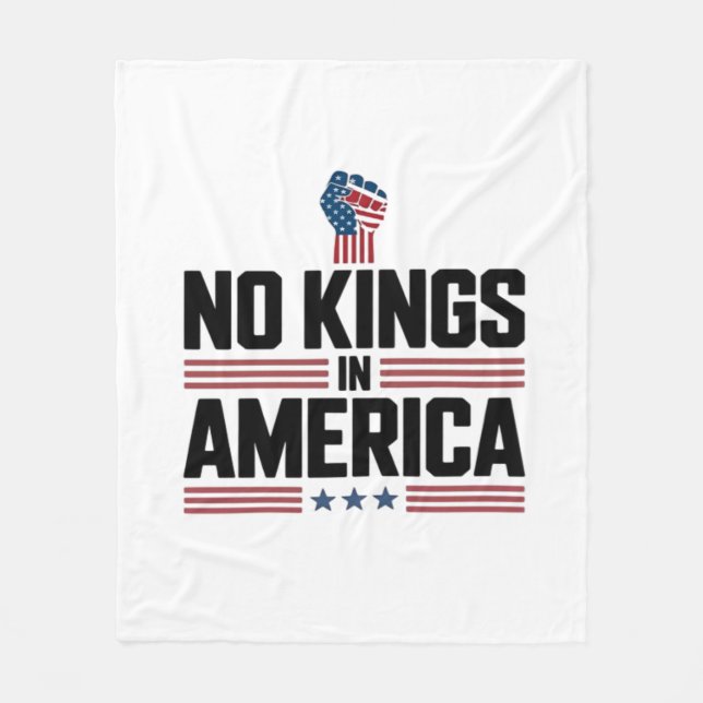No Kings In America USA Retro Classic Fleece Blanket (Front)