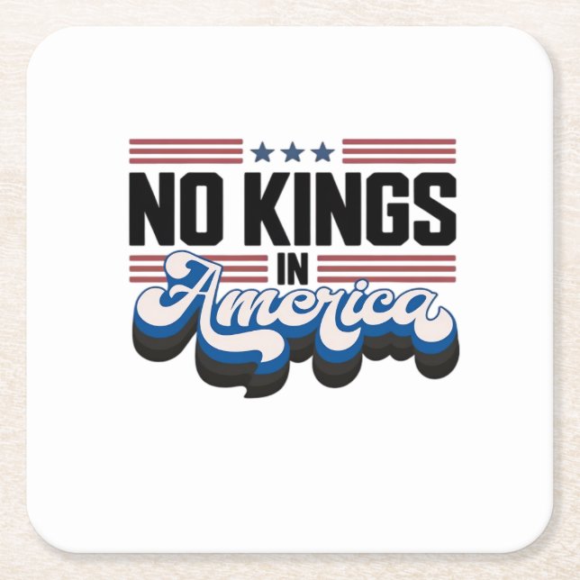 No Kings In America USA Retro Classic Square Paper Coaster (Front)