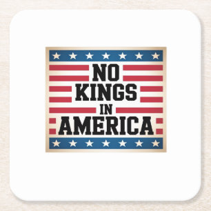 No Kings In America USA Vintage Graphic Square Paper Coaster