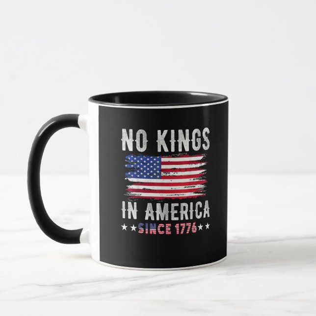 No Kings In America Vintage Patriotic Independence Mug (Left)