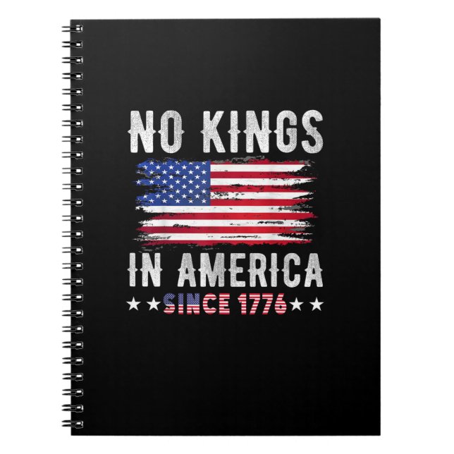 No Kings In America Vintage Patriotic Independence Notebook (Front)