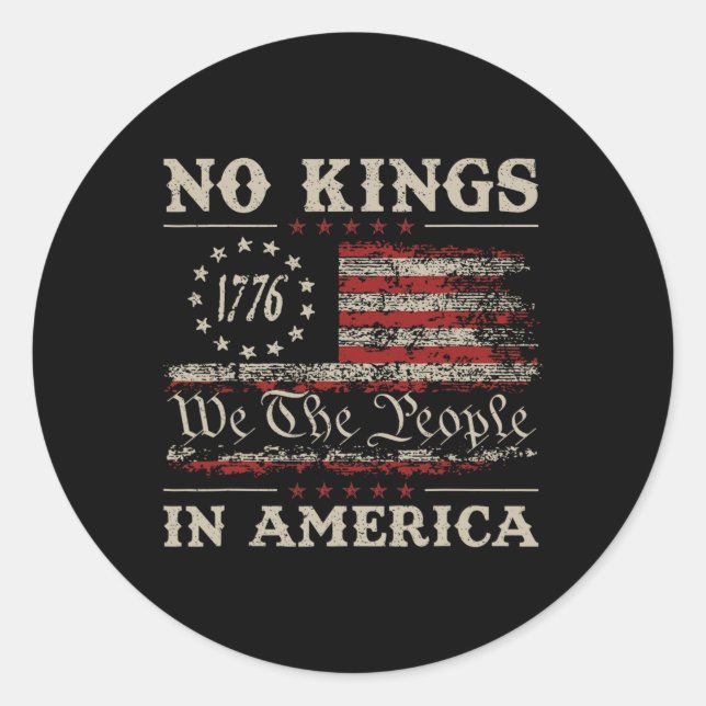 No Kings In America We The People 1776 Political M Classic Round Sticker (Front)