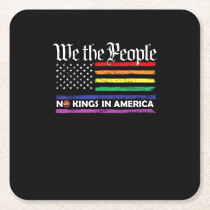 No Kings In America We The People Creative Design Square Paper Coaster