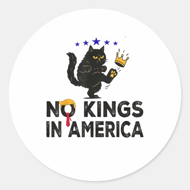 No Kings In America We The People Political Minima Classic Round Sticker (Front)