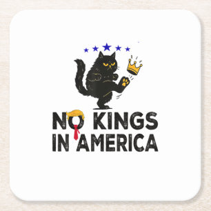 No Kings In America We The People Political Minima Square Paper Coaster