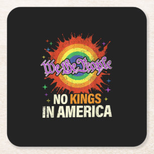 No Kings In America We The People Political Vintag Square Paper Coaster