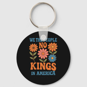 No Kings In America We The People Retro Boho Flora Key Ring