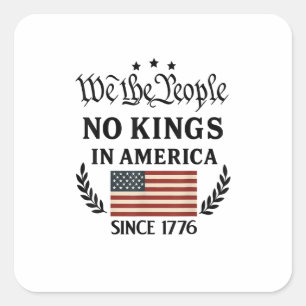 No Kings In America We The People Retro Classic Square Sticker