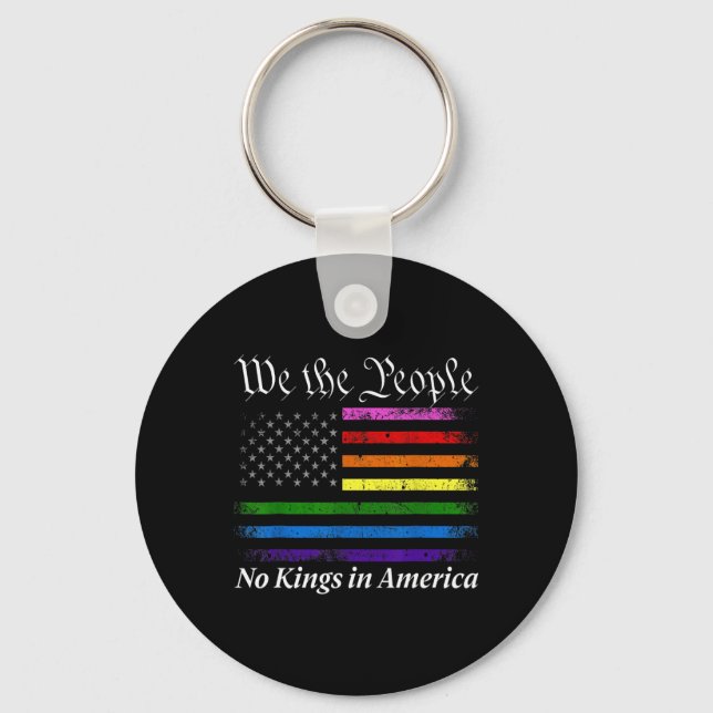 No Kings In America We The People Us Flag  Key Ring (Front)