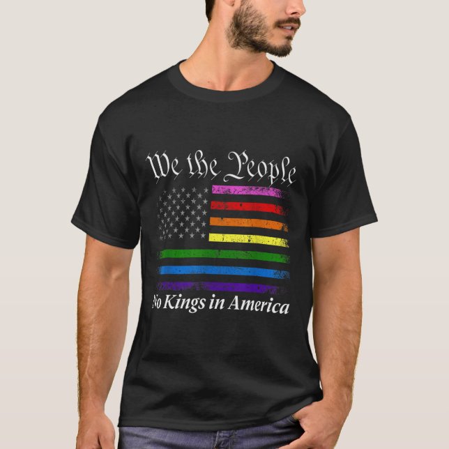 No Kings In America We The People Us Flag  T-Shirt (Front)
