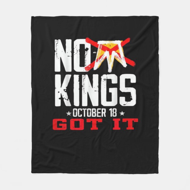 No Kings It Classic Minimal Design Fleece Blanket (Front)