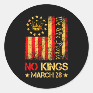 No kings march 28 2026 no kings day us flag vintag classic round sticker