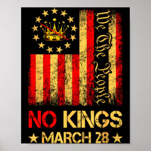 No kings march 28 2026 no kings day us flag vintag poster