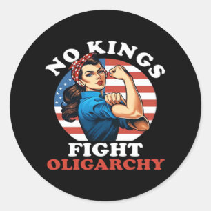 No Kings Oligarchy Retro Classic Classic Round Sticker
