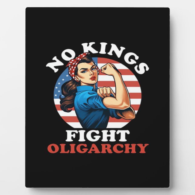 No Kings Oligarchy Retro Classic Plaque (Front)