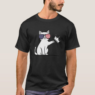 No Kings Patriotic Cat with Shades and Crown Funny T-Shirt
