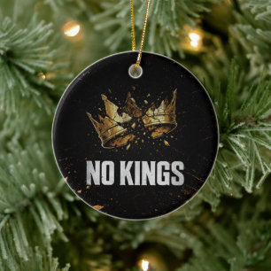 No Kings Protest Ceramic Ornament