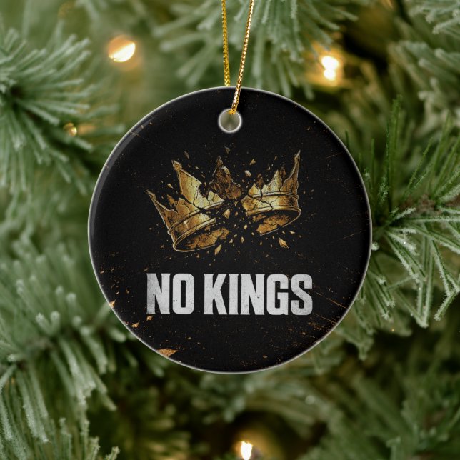 No Kings Protest Ceramic Ornament (Tree)