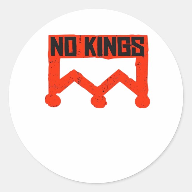 No Kings Protest Graphic Grunge Crown  American Cl Classic Round Sticker (Front)