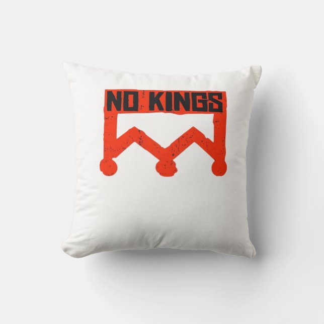 No Kings Protest Graphic Grunge Crown  American Cl Cushion (Front)