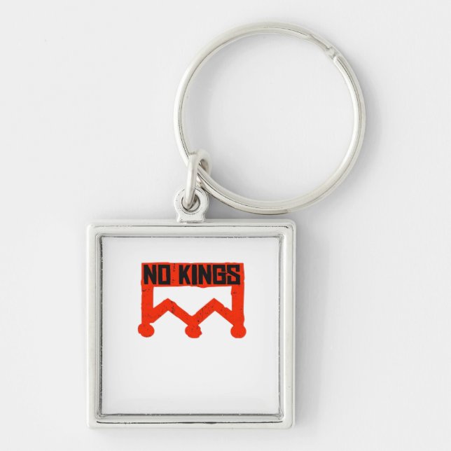 No Kings Protest Graphic Grunge Crown  American Cl Key Ring (Front)
