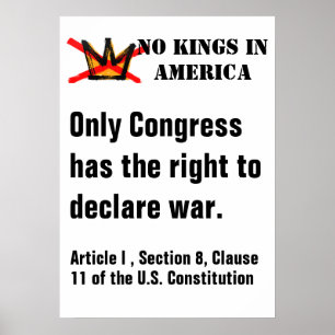 No Kings Protest poster - Right to Declare War