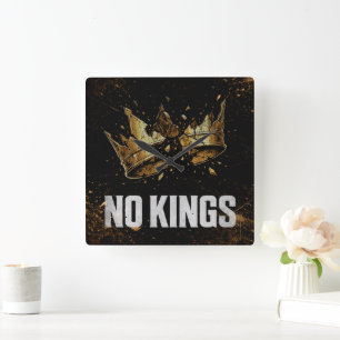 No Kings Protest Square Wall Clock