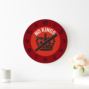 No Kings Protest Symbol Large Clock