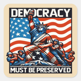 No Kings Save Democracy Square Sticker