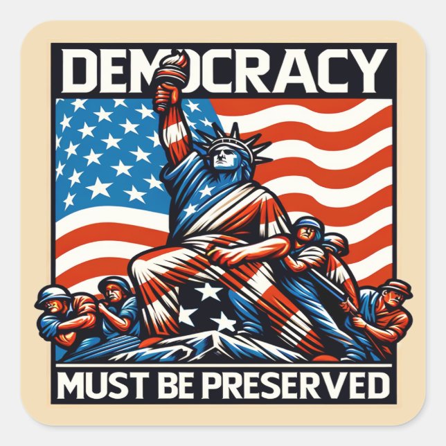 No Kings Save Democracy  Square Sticker (Front)