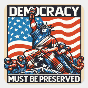 No Kings Save Democracy Square Sticker