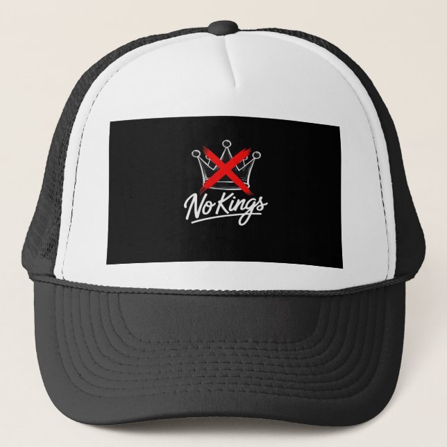 No Kings Simple Crown Artistic Design Trucker Hat (Front)