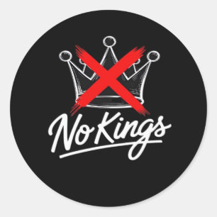 No Kings Simple Crown With Cross Artistic Design Classic Round Sticker