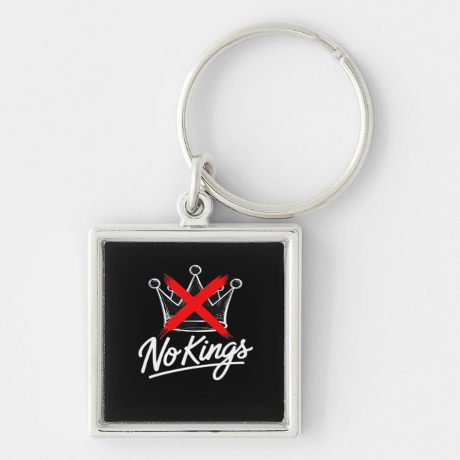 No Kings Simple Crown With Cross Artistic Design Key Ring (Front)